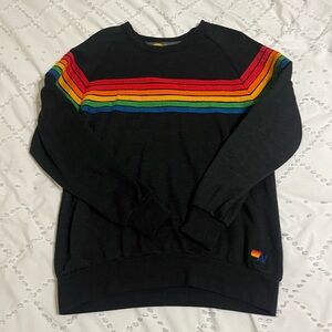 NWOT Aviator Nation Charcoal Grey Five Stripe Crewneck